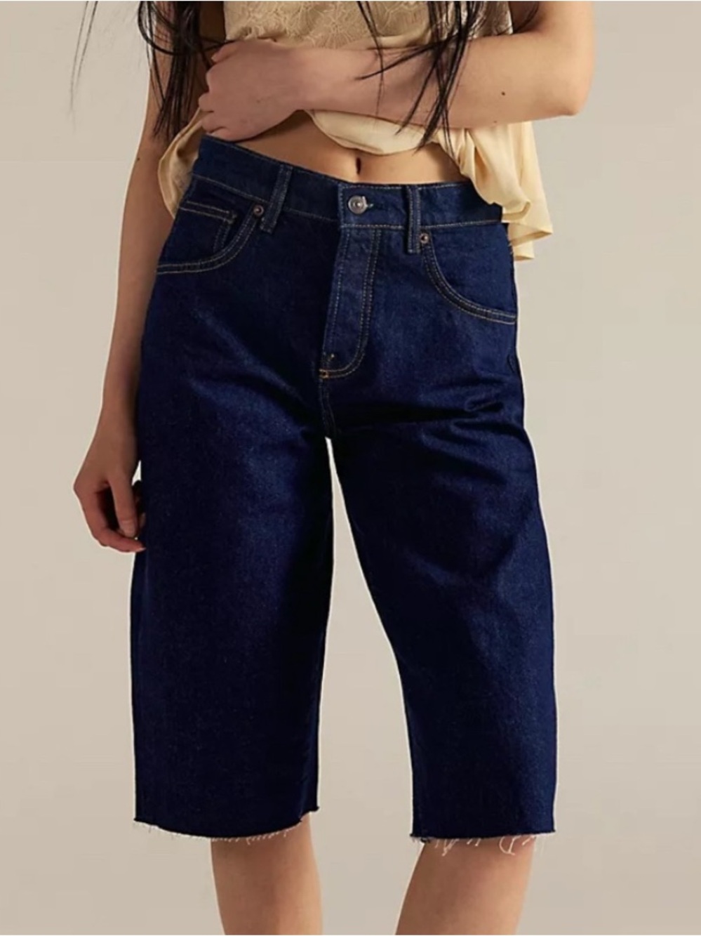 Free People We The Free Jam Session Relaxed Capri Jeans NWT Size 29 Navy/Marin